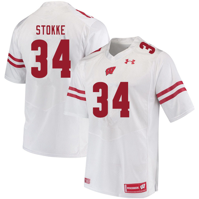 Wisconsin Badgers Men's #34 Mason Stokke NCAA Under Armour Authentic White College Stitched Football Jersey GC40E25MB